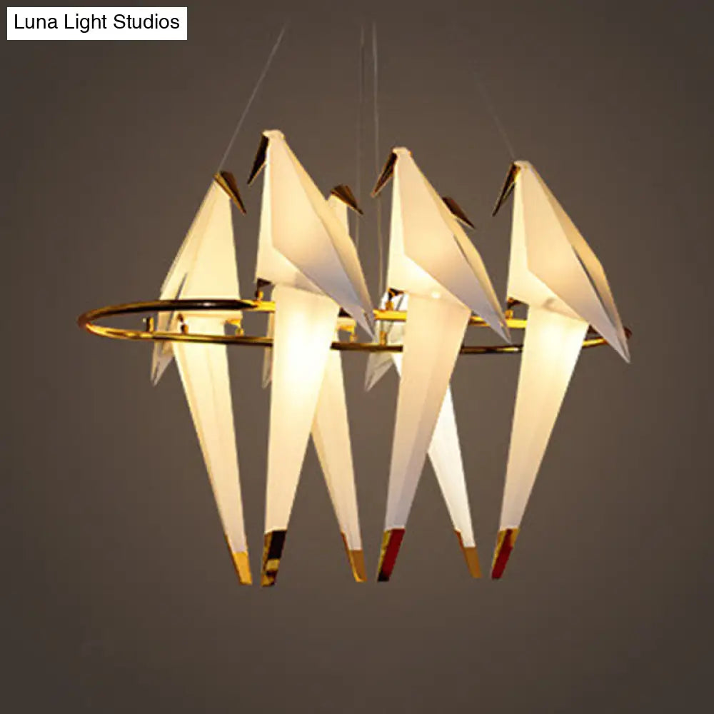 Modern White Chandelier Led Ceiling Light Fixture - Bird Shaped Design Ideal For Restaurants
This