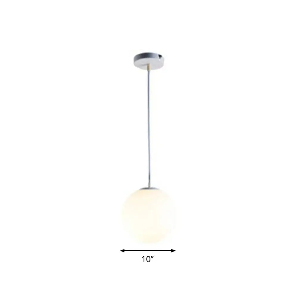 Modern White Glass Pendant Lamp - Opaque Spherical Design For Dining Room Lighting / 10’