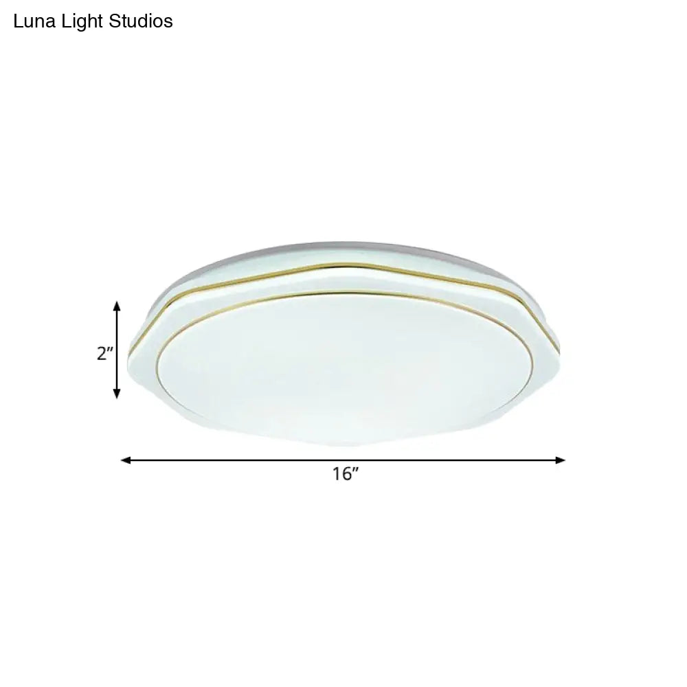 Modern White Led Acrylic Ceiling Lamp - 16’/19.5’ Geometry Flushmount For Bedroom Lighting