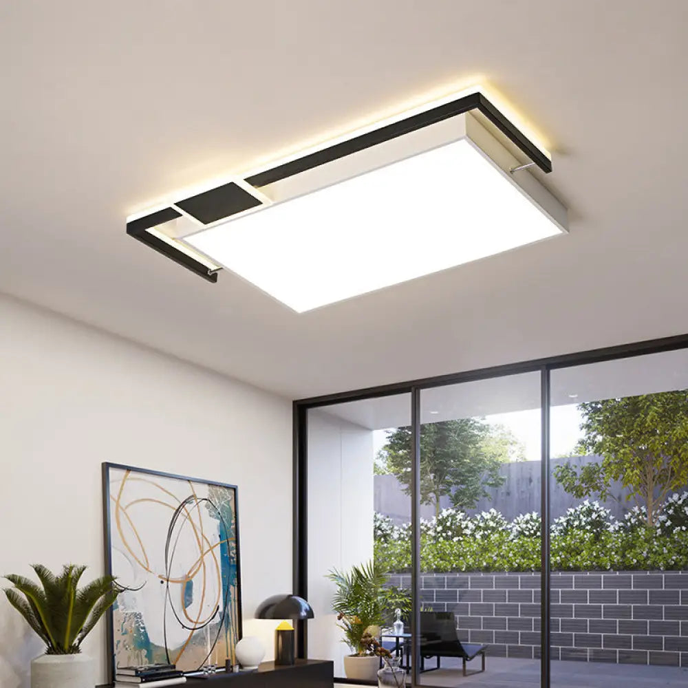 Modernist Black/Gold Led Flush Mount Lamp - 16’/19.5’/35.5’ Wide Iron Ceiling Fixture For