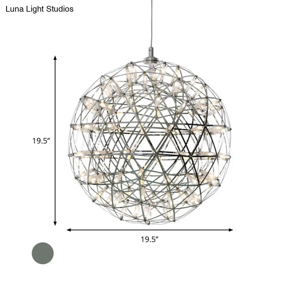 Modernist Stainless Steel Firework Chandelier With Led Orb Shade - 8/12 W Chrome