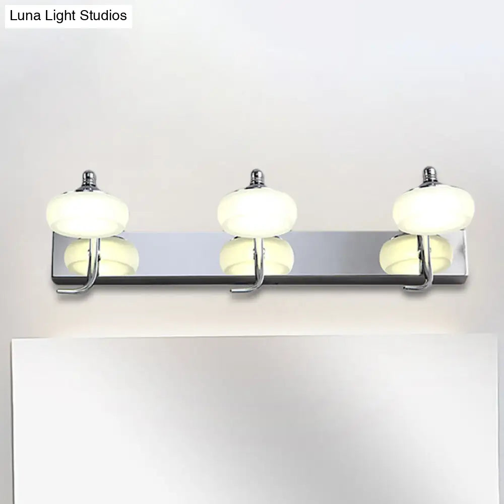 Modernist Style Silver Wall Lamp With Round Frosted Acrylic Shade 2/3 Heads Warm/White Lighting -