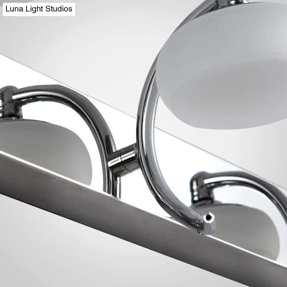 Modernist Style Silver Wall Lamp With Round Frosted Acrylic Shade 2/3 Heads Warm/White Lighting -