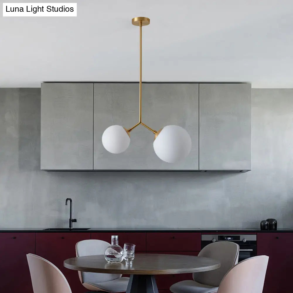 Modo Bedside Pendant Light - Minimalistic White Glass & Gold Finish 2 Bulbs