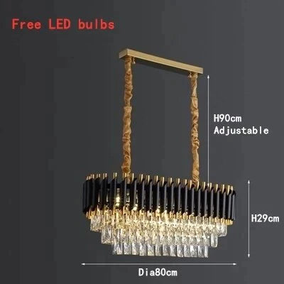 Nebra- Luxury K9 Crystal Chandeliers Long D80Cm / Changeable Light Chandelier