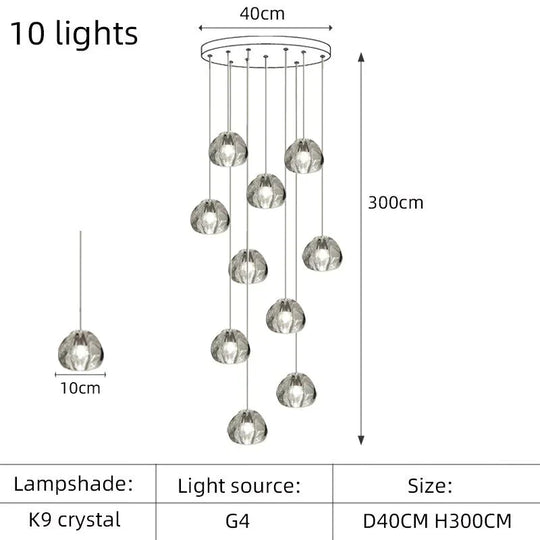 Nebular - Modern K9 Crystal Led Meteor Chandelier