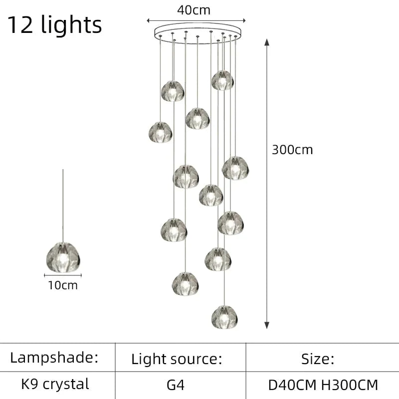 Nebular - Modern K9 Crystal Led Meteor Chandelier