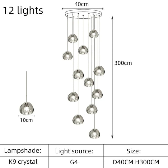 Nebular - Modern K9 Crystal Led Meteor Chandelier