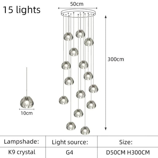 Nebular - Modern K9 Crystal Led Meteor Chandelier