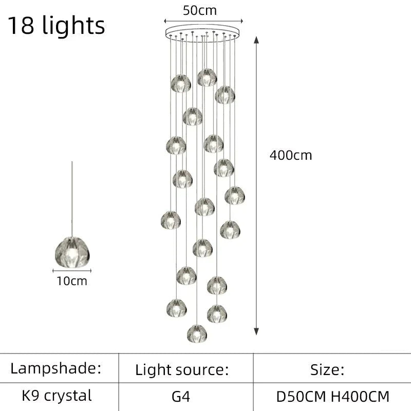 Nebular - Modern K9 Crystal Led Meteor Chandelier