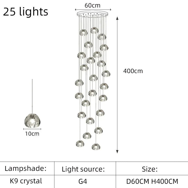 Nebular - Modern K9 Crystal Led Meteor Chandelier