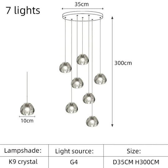 Nebular - Modern K9 Crystal Led Meteor Chandelier