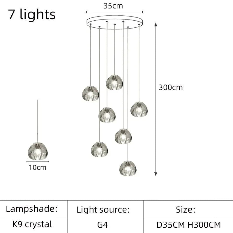 Nebular - Modern K9 Crystal Led Meteor Chandelier