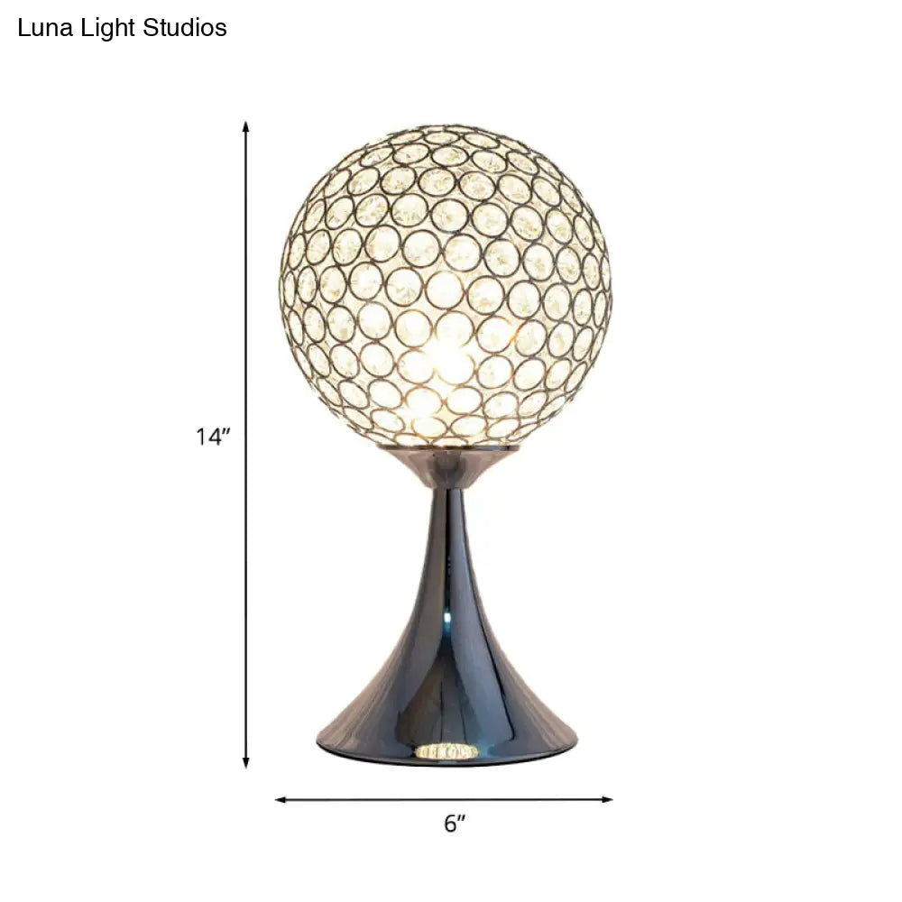 Noemi - Crystal Embedded Ball Desk Light Modernism Single Chrome Finish Night Table Lamp For Bedroom