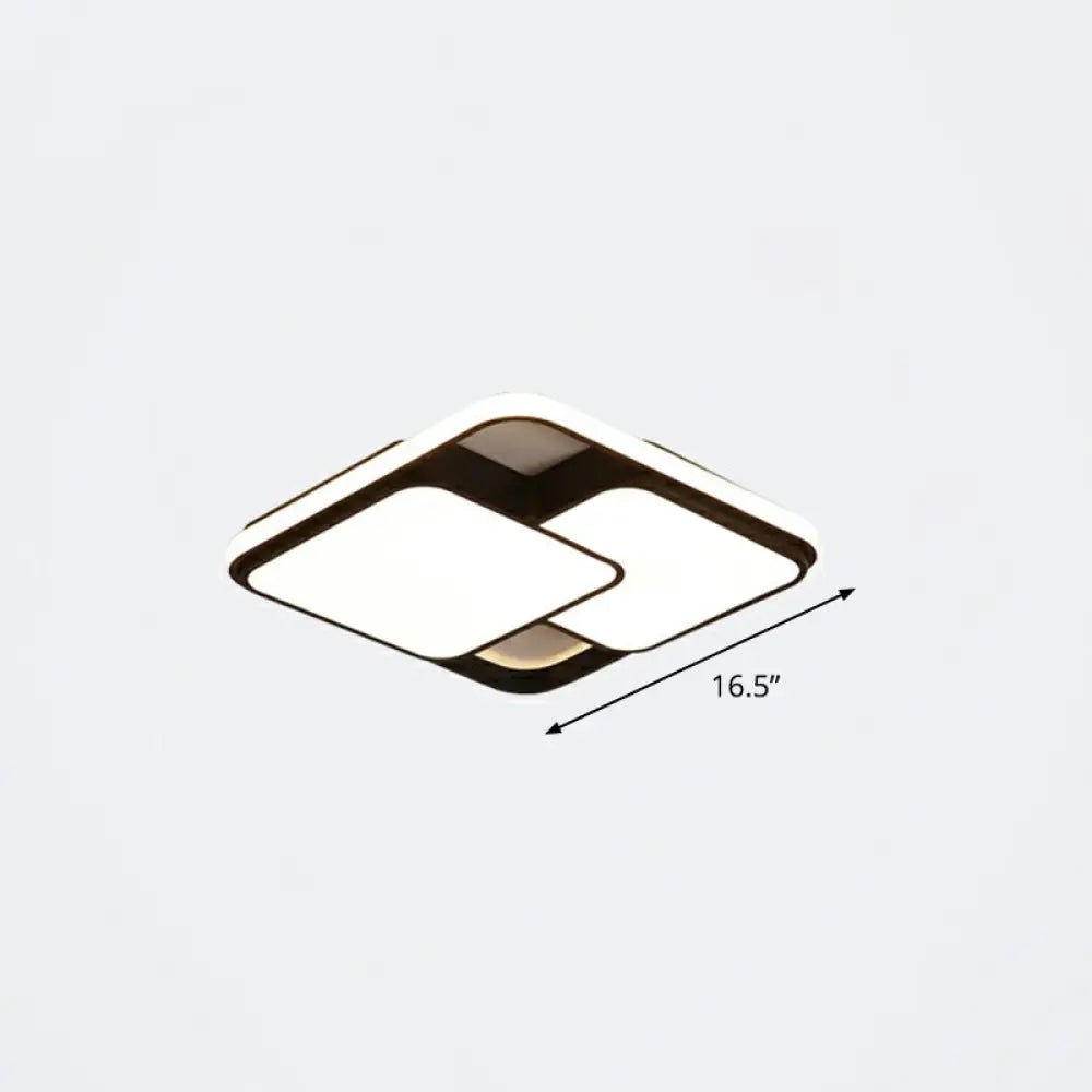 Nordic Acrylic Led Flush - Mount Ceiling Light For Bedrooms - Overlapping Style Black / 16.5’ Warm