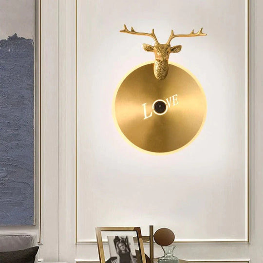 Nordic Antlers Schlafzimmer Wohnzimmer Kupfer Wandleuchte