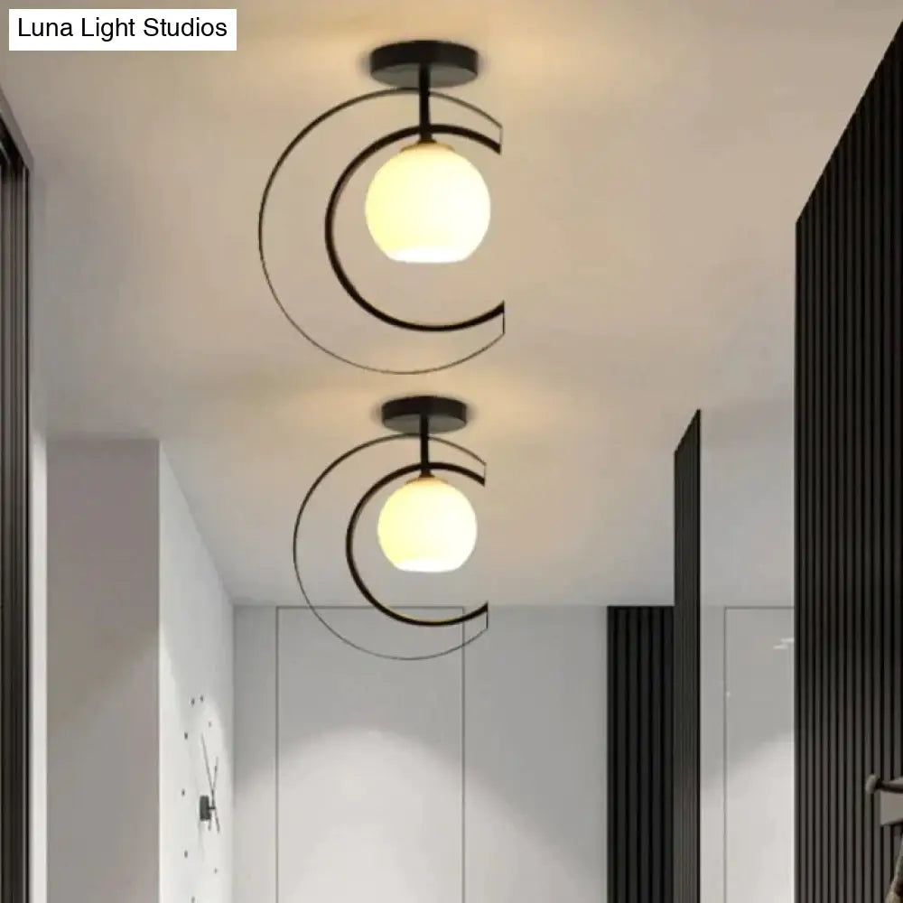 Nordic Creative Bedroom Iron Ceiling Lamp Warm Light / 5W Black