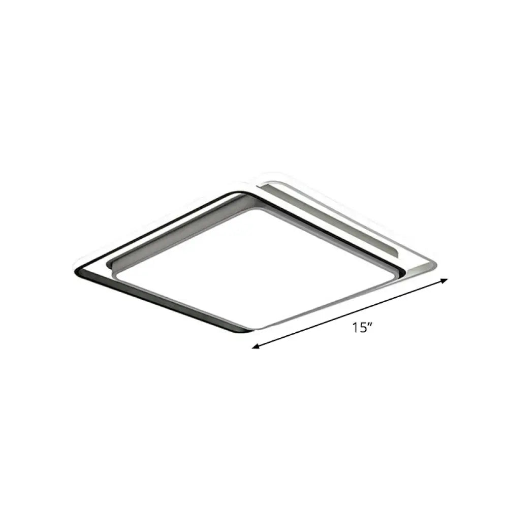Nordic Geometric Led Flush Mount Ceiling Light With Acrylic Shade For Bedroom White / Remote