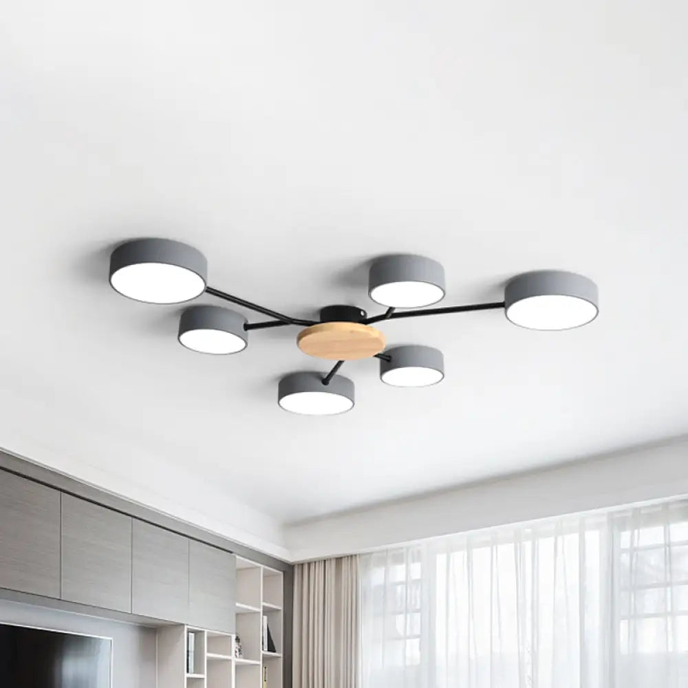 Nordic Grey - Wood Led Ceiling Lamp For Bedroom - 25.5’/31’ Width Grey / 31’