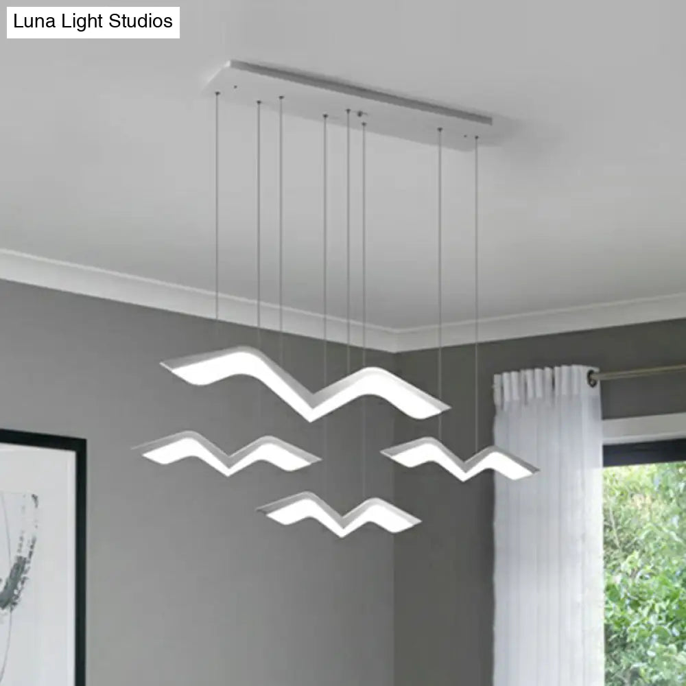 Nordic Led Acrylic Ceiling Pendant Light - White Gull Shaped Cluster Design Ideal For Dining Tables