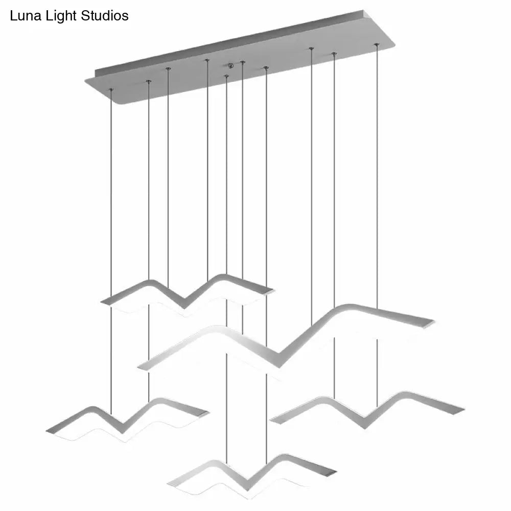 Nordic Led Acrylic Ceiling Pendant Light - White Gull Shaped Cluster Design Ideal For Dining Tables