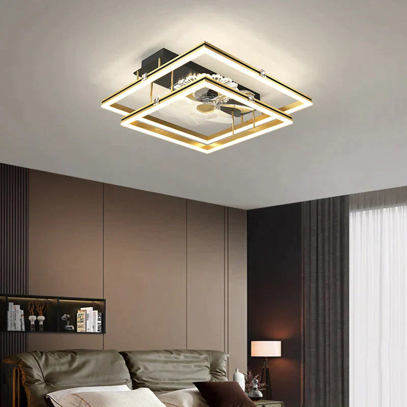 Nordic Light Luxury Fan Living Room Square Ceiling Lamp Simple Dining Room Bedroom Lamp Ceiling
