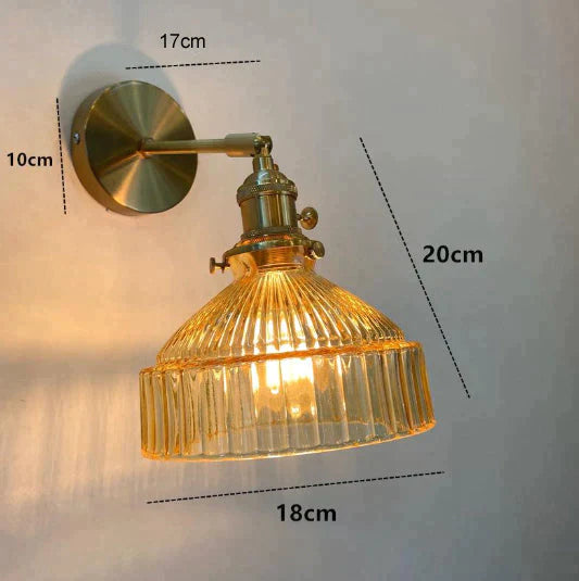 Nordic Literature And Art Fresh Bedroom Glass Brass Copper Wall Lamp Copper Wall Lamps