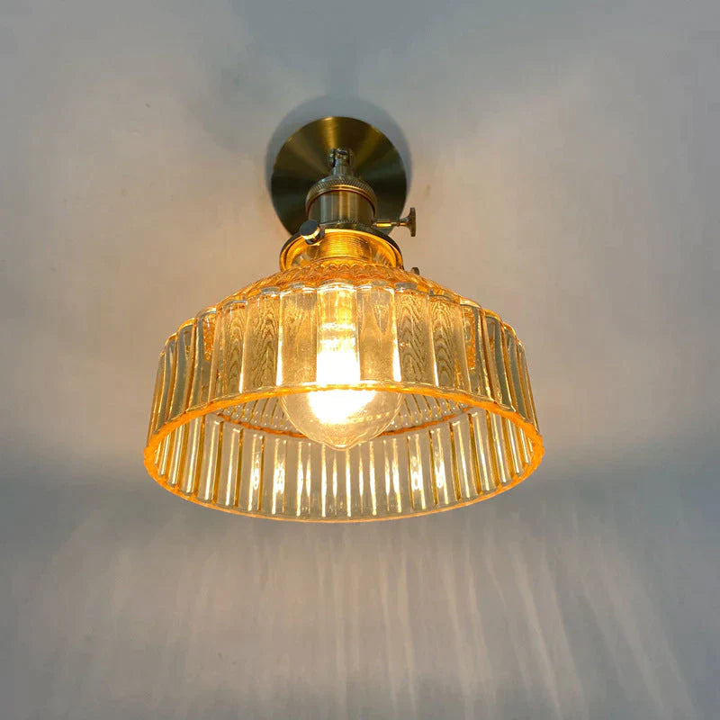 Nordic Literature And Art Fresh Bedroom Glass Brass Copper Wall Lamp Copper Wall Lamps
