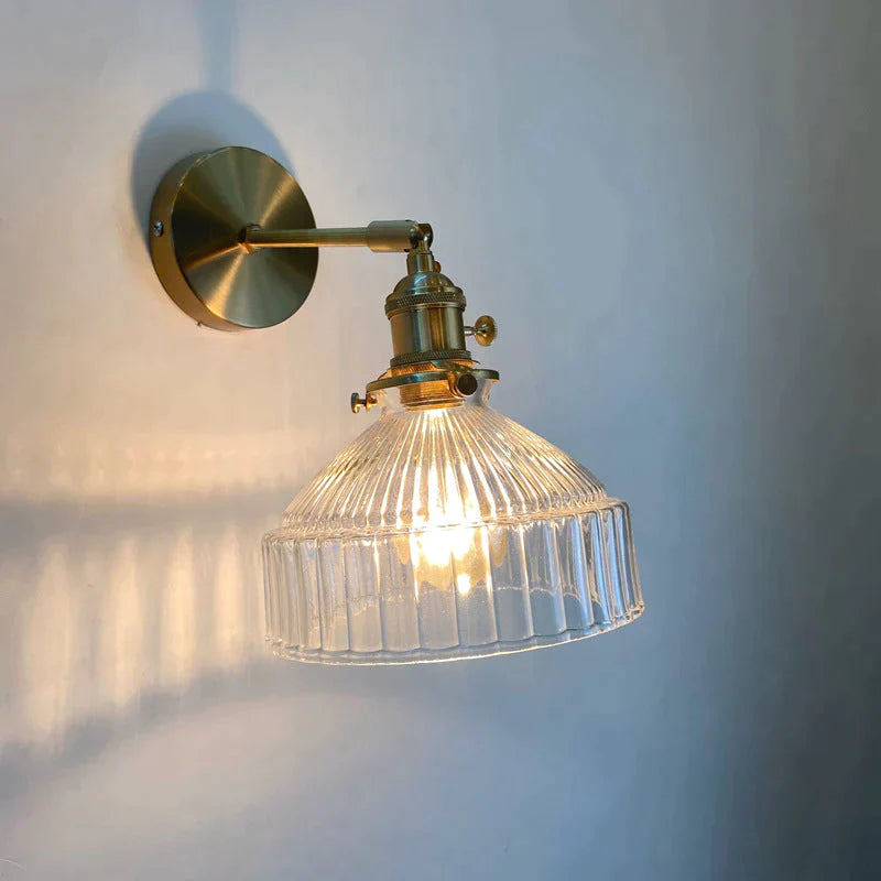 Nordic Literature And Art Fresh Bedroom Glass Brass Copper Wall Lamp Copper Wall Lamps