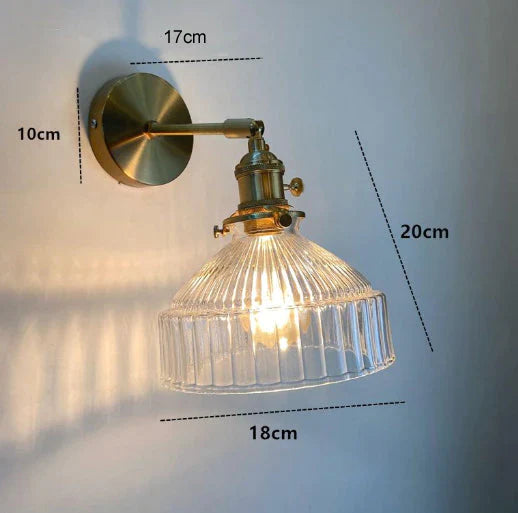 Nordic Literature And Art Fresh Bedroom Glass Brass Copper Wall Lamp Transparent / No light source Copper Wall Lamps