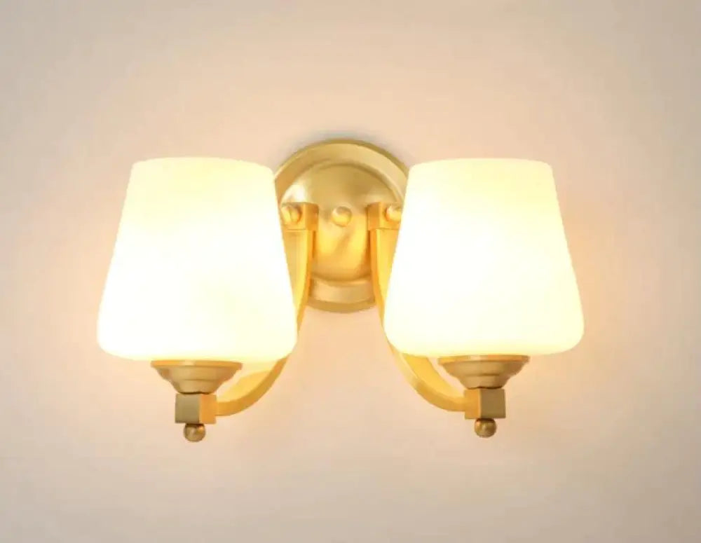 Nordic Living Room Bedroom Copper Wall Lamps Two-heads copper wall lamp / LED white light Copper Wall Lamps