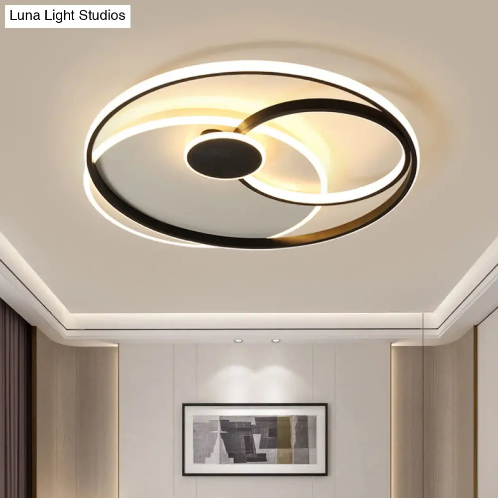 Nordic Metal Led Ceiling Flush Light - Circle Design In Black & White