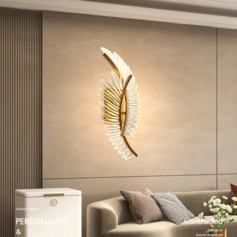 Nordic modern art bedside feather LED Wall Lamp Wall Light