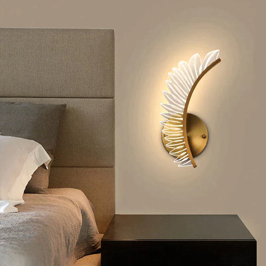 Nordic modern art bedside feather LED Wall Lamp Wall Light