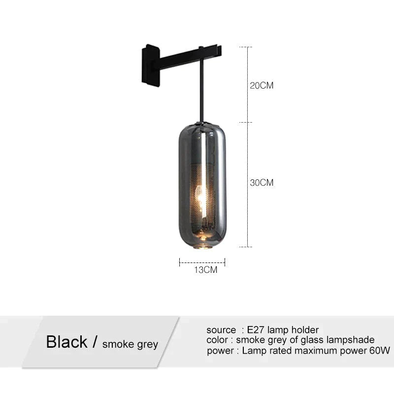 Nordic Modern Decor Glass Lampshade For Bedroom Study Room Stairs Art Wall Lamp
