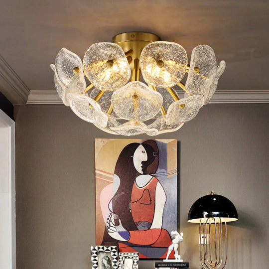Nordische moderne leichte Luxus-Kristall-Kupfer-Lampe Deckenleuchte