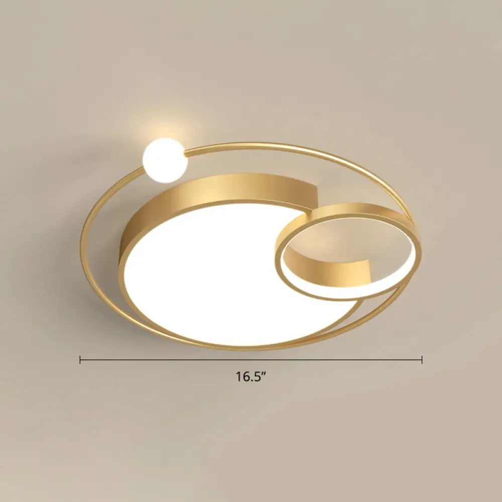 Nordic Moon Led Metal Ceiling Light For Bedroom Gold / 16.5’ White