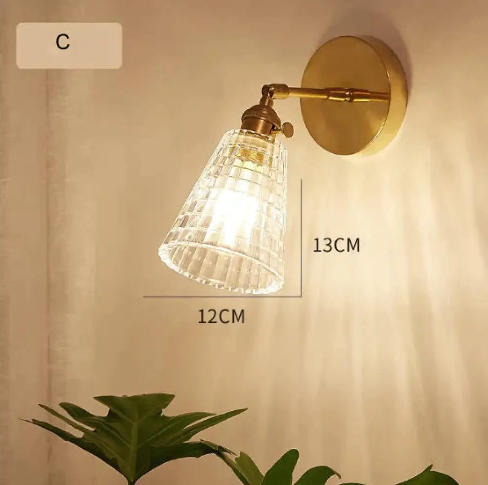 Nordic Retro Livingroom Bedroom Bedside Full Copper Wall Lamp C / No light bulb Copper Wall Lamps