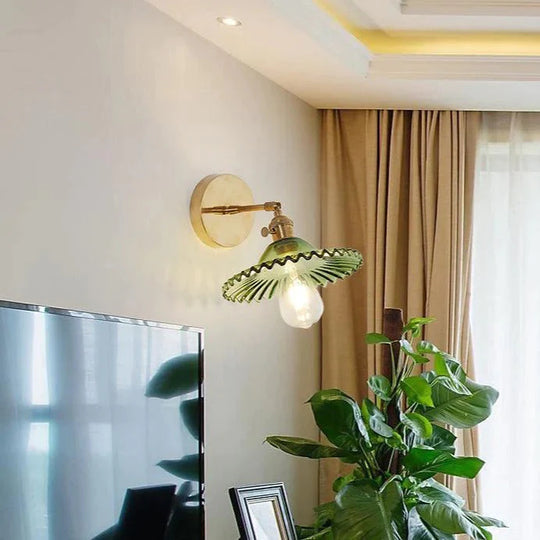 Nordic Retro Wohnzimmer Schlafzimmer Nachttisch Vollkupfer Wandleuchte