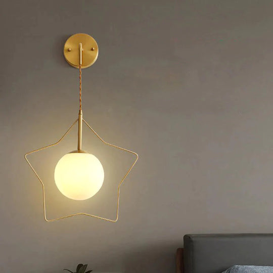 Nordic Star Wandleuchte Kupfer Schlafzimmer Nachttischlampe Moderne minimalistische Wohnzimmer Kupfer Wandleuchte