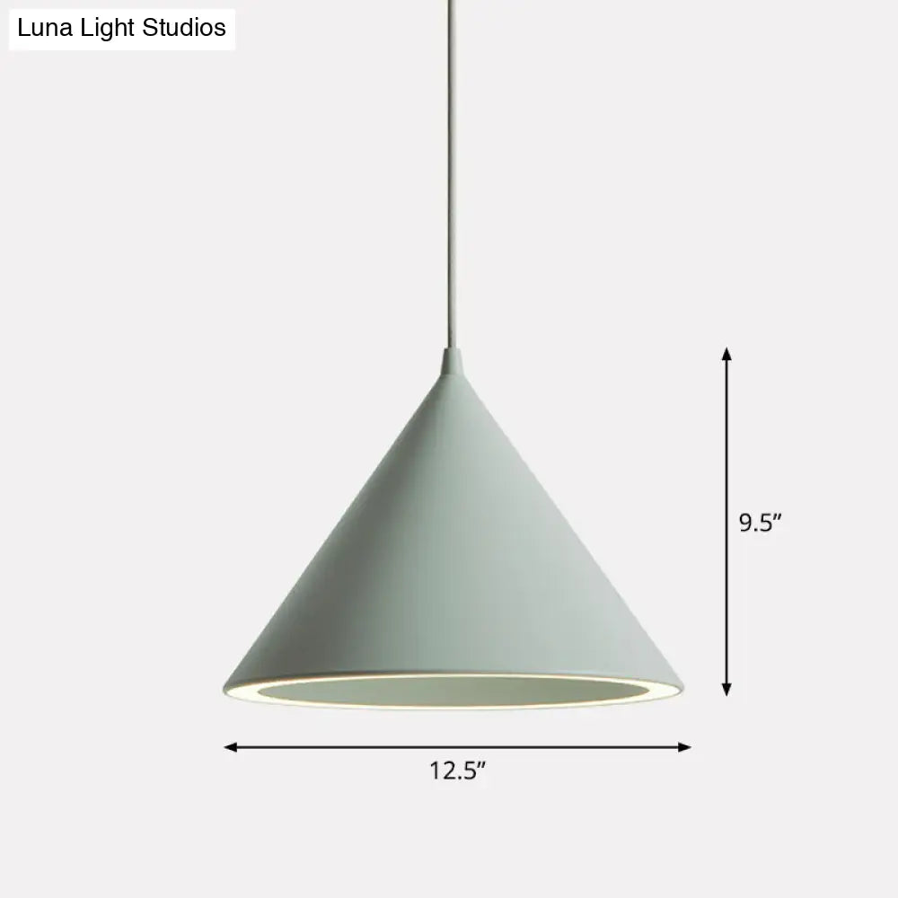 Nordic Style Aluminum Conic Pendant Light With Led For Dining Room Ceiling