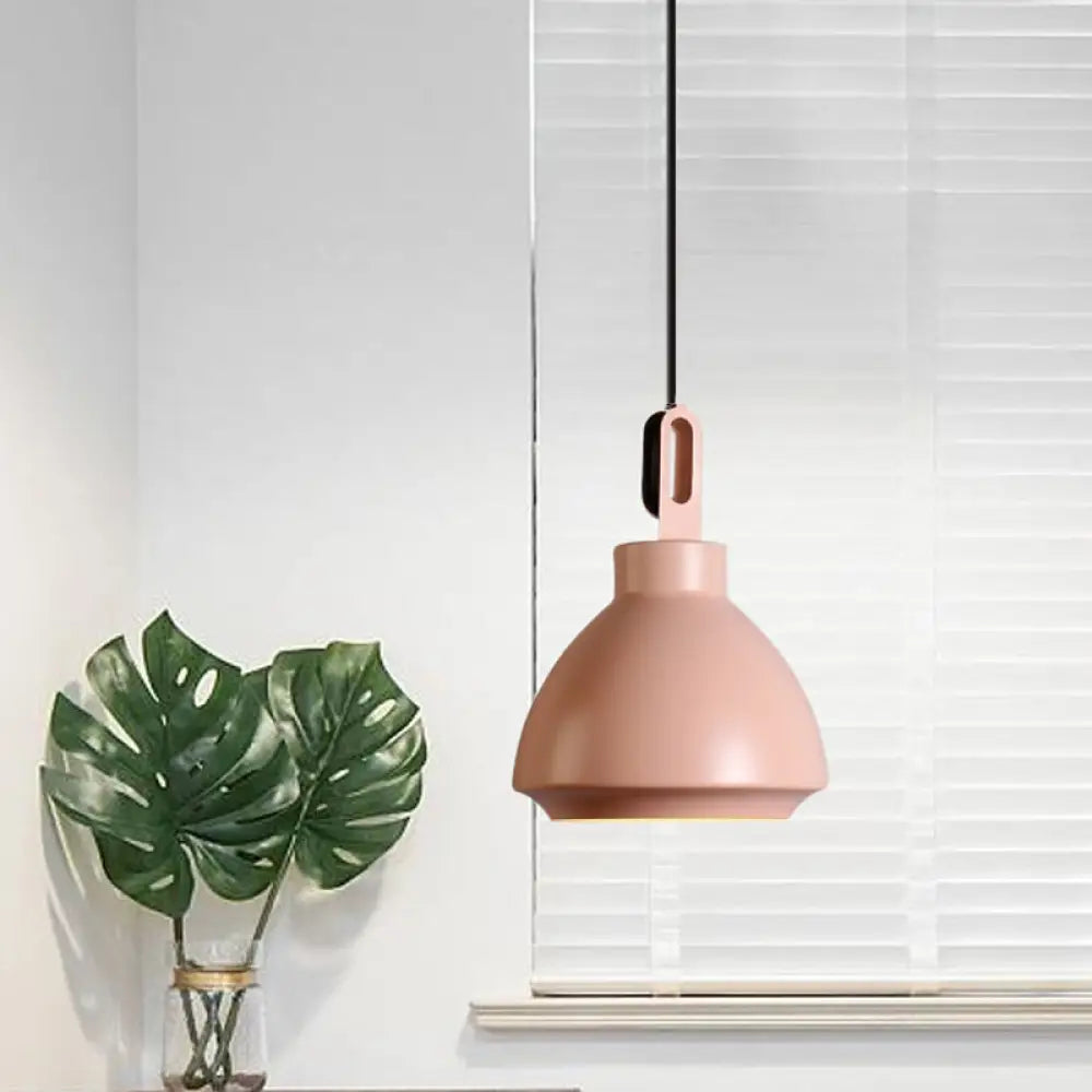Nordic Style Metal Ceiling Pendant Light With Dome Shade For Living Room - Black/Grey Pink