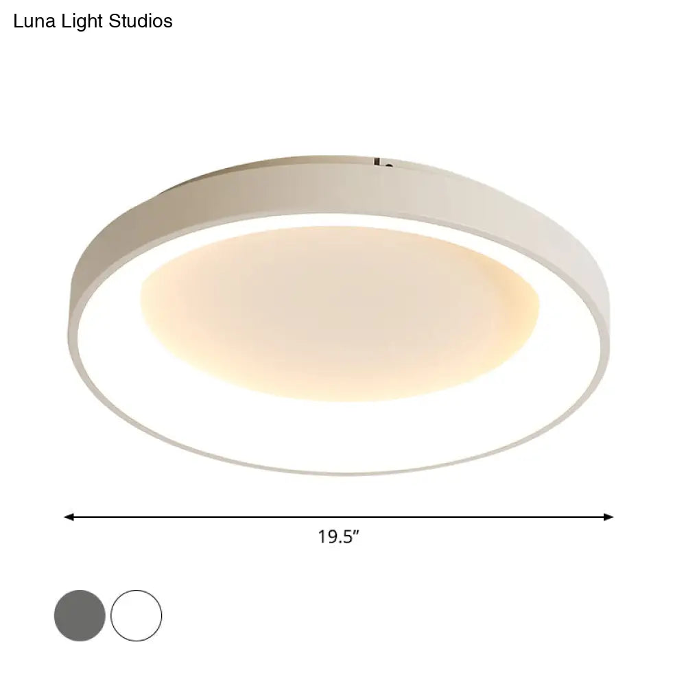 Nordic Style Plate Iron Ceiling Fixture Led Flush Mount Lamp In Grey/White For Bedroom - Available