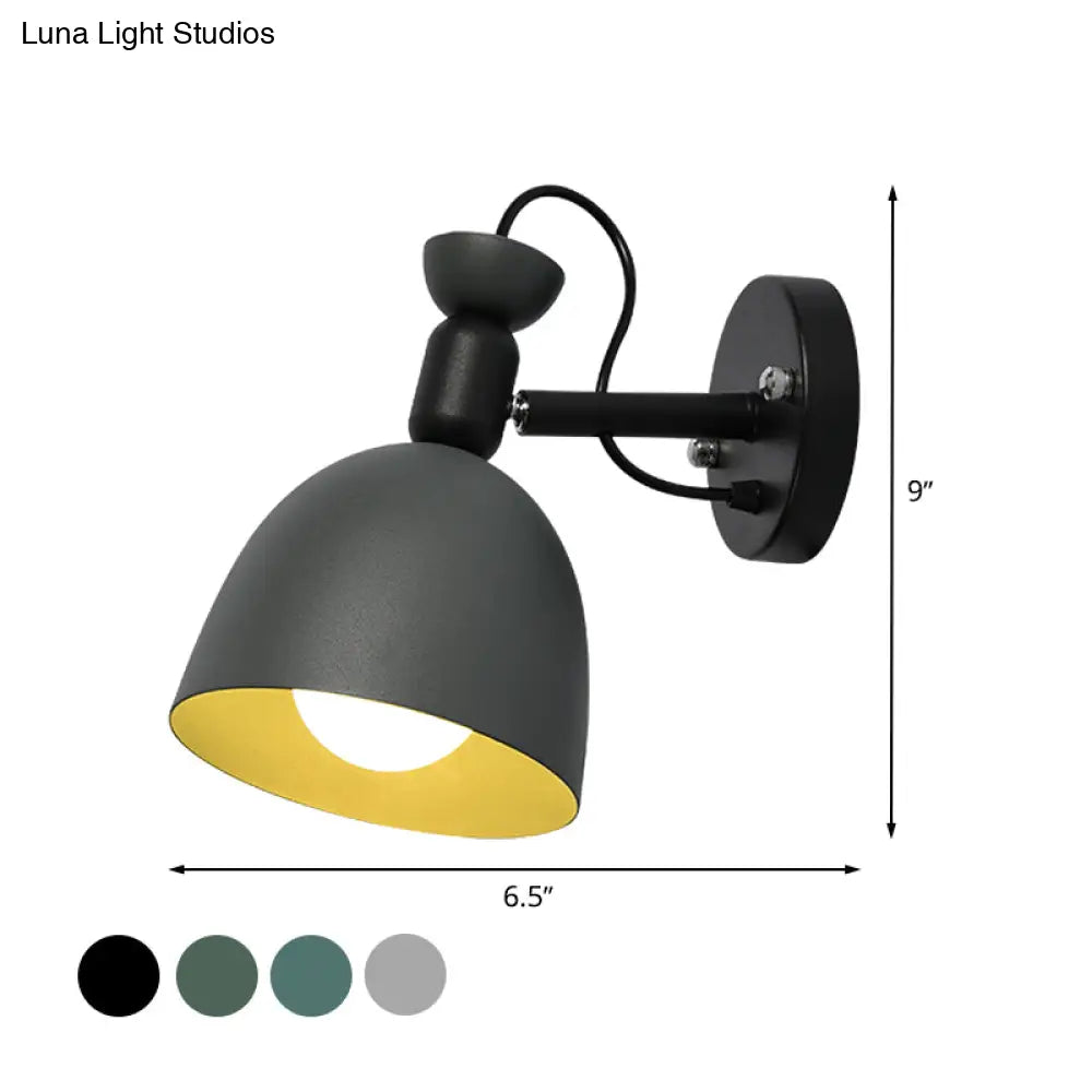 Nordic Stylish Dome Metal Wall Lamp With 1 Light Fixture In Black/White For Bedroom