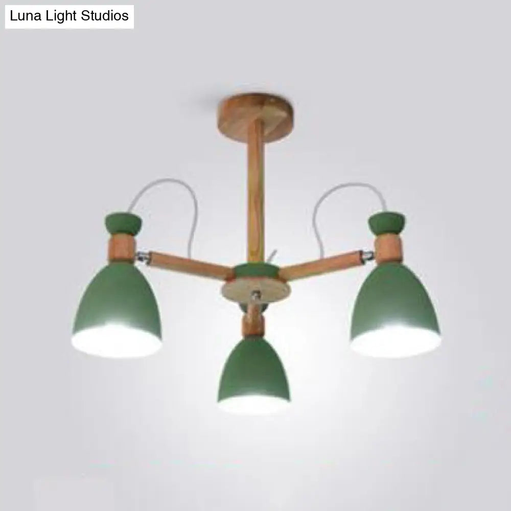 Nordic Stylish Metal Domed Hanging Light - Rotatable Chandelier For Study Room