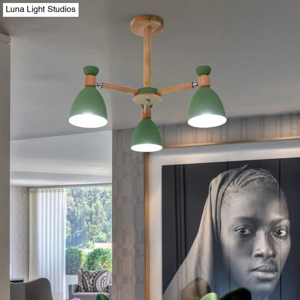 Nordic Stylish Metal Domed Hanging Light - Rotatable Chandelier For Study Room