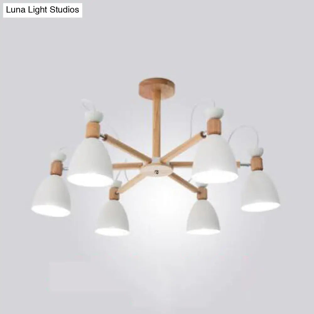 Nordic Stylish Metal Domed Hanging Light - Rotatable Chandelier For Study Room