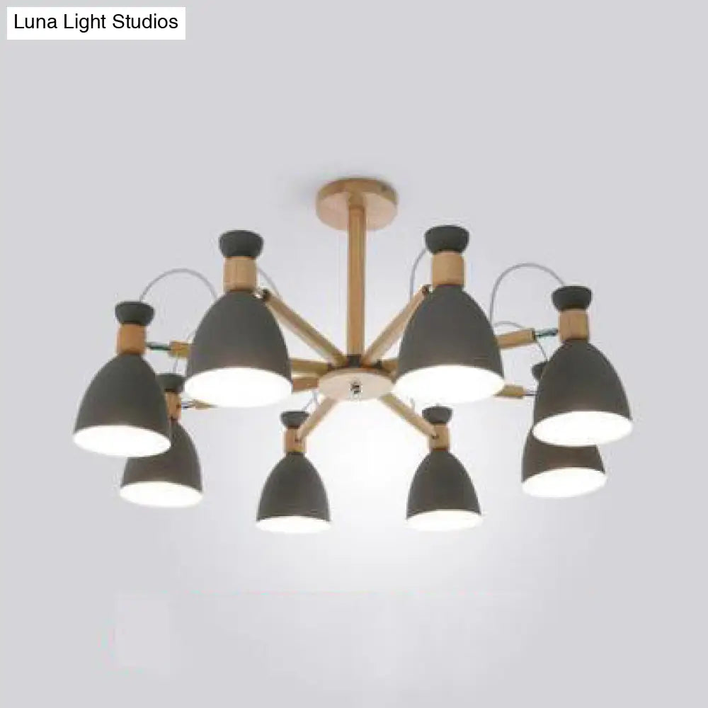 Nordic Stylish Metal Domed Hanging Light - Rotatable Chandelier For Study Room