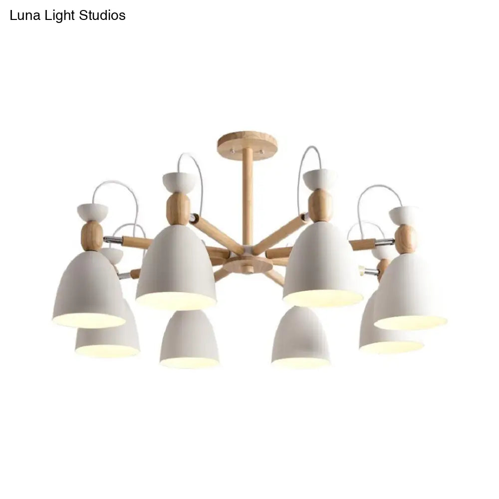 Nordic Stylish Metal Domed Hanging Light - Rotatable Chandelier For Study Room