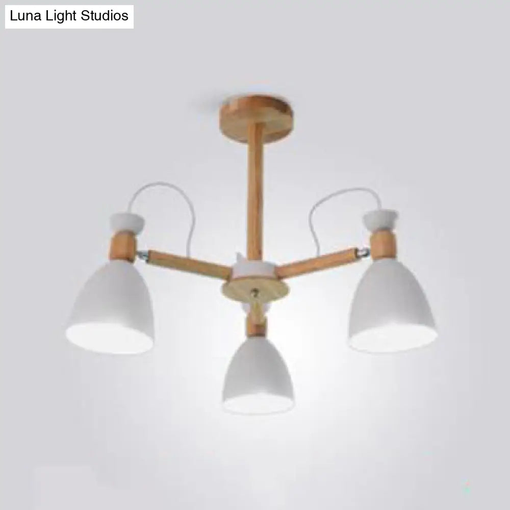 Nordic Stylish Metal Domed Hanging Light - Rotatable Chandelier For Study Room